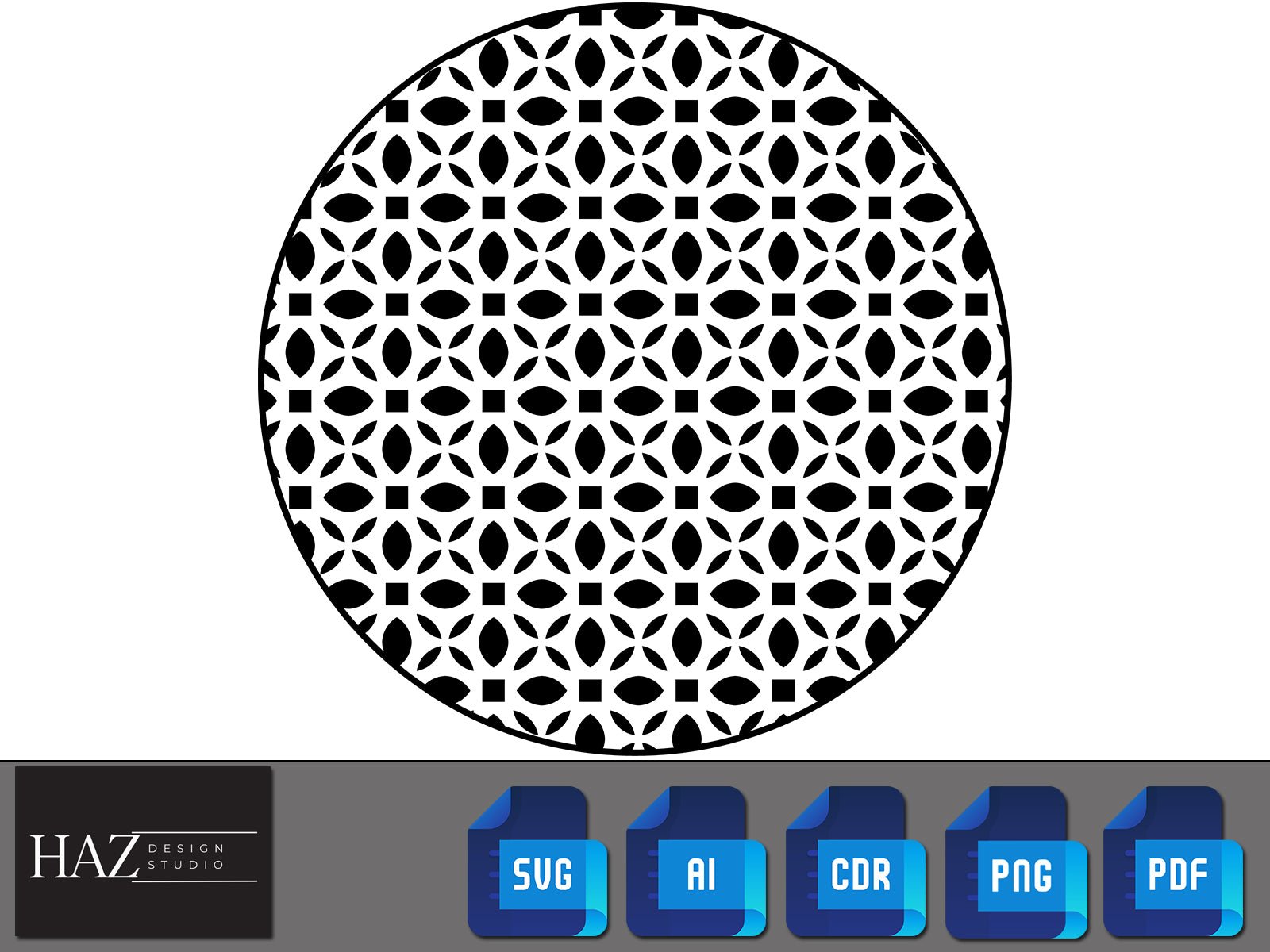 Decorative Round Pattern Bundle / Geometric Circle Patterns Svg / Seamless Transparent Background Patterns PNG SVG DXF Pdf Ai 159