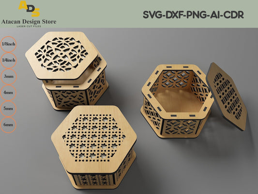 Decorative Wooden Gift box / Laser cut Jewelery Case / Vector Model Lightburn, Glowforge cut files SVG231