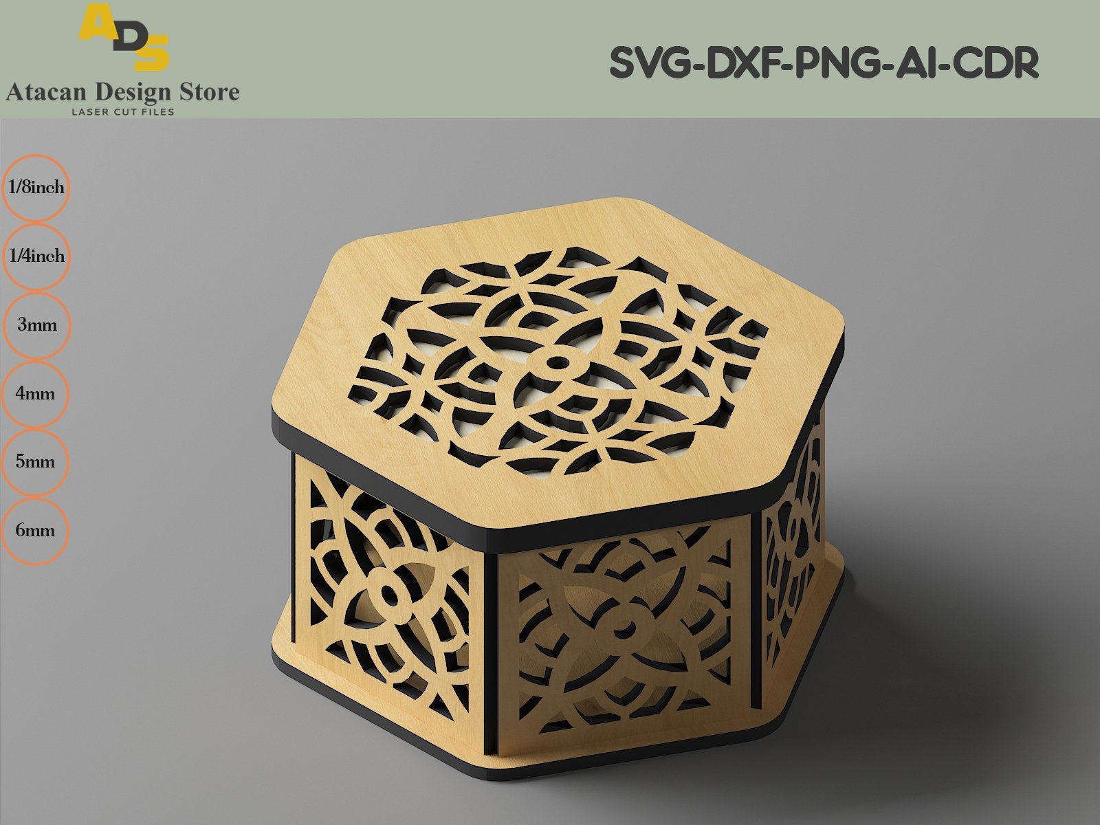 Decorative Wooden Gift box / Laser cut Jewelery Case / Vector Model Lightburn, Glowforge cut files SVG231