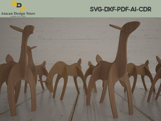 Deers Without Antler / Christmas Decor / Wood Reindeer Digital Vectors ADS201
