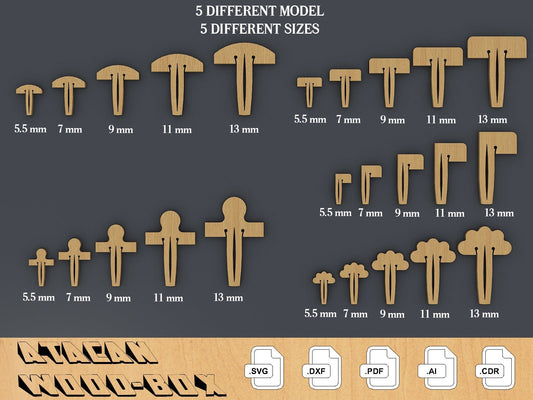 Different Sizes Glowforge Pins Bundle SVG File | Glowforge Pin File Instant Download 065
