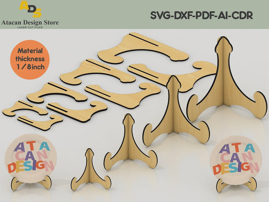 Dish stand cut files / Wooden Plate Stand Display Easel / Frame Holder / Laser cut files ADS032