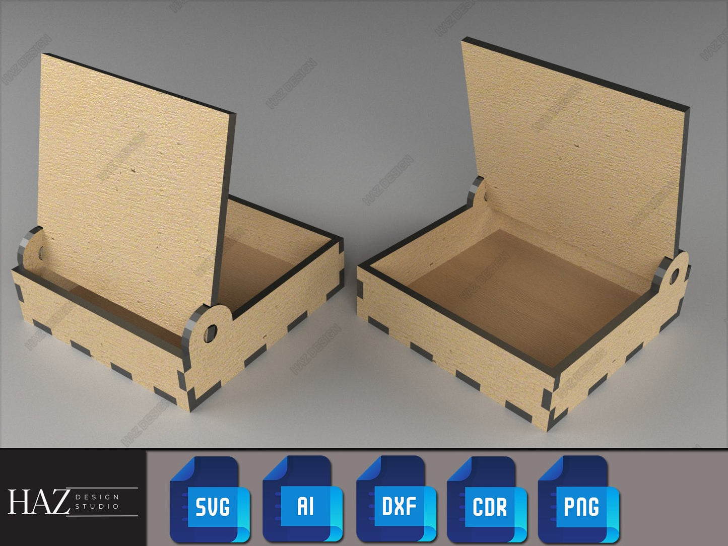 Divided Boxes With Lid - Multipurpose Jewelry and Storage Box - Laser Cut Wooden Box Files - Boxes Grid and Flip Lid SVG DXF Ai Cdr 188