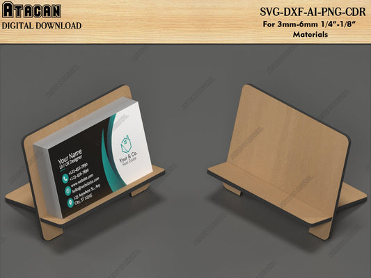 DIY Business Card Holder Display Stand - Laser Cut SVG Files - Customizable Design 530
