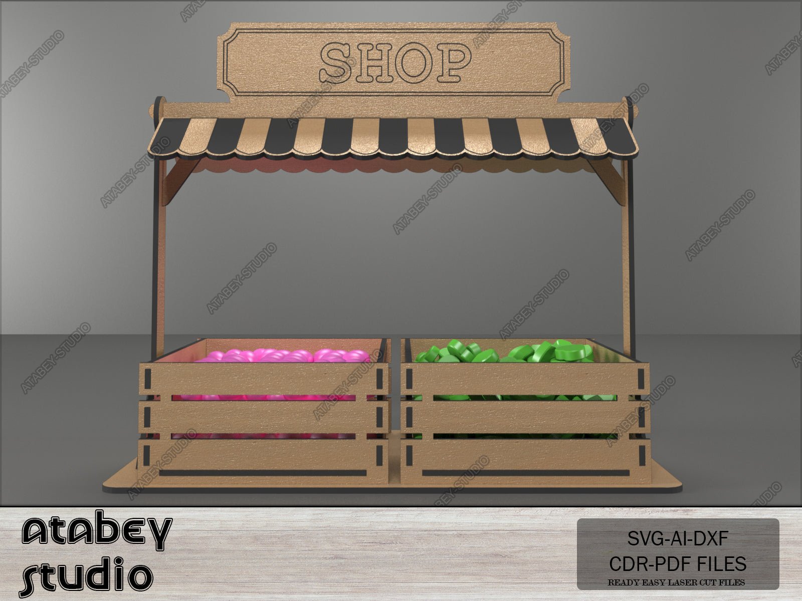 DIY Laser Cut Candy Shop Stand and Boxes - Plywood Display Stand Desig ...