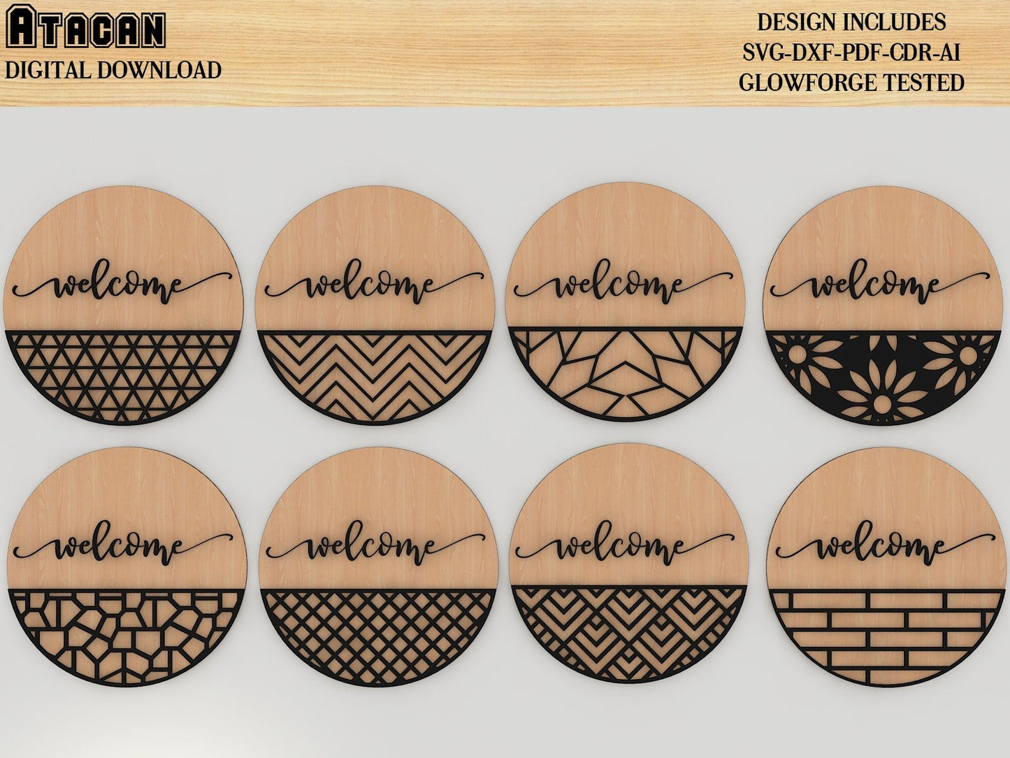 Door Hanger Bundle 32 SVG, Door Hanger Pack SVG, Patterned Door Hanger Svg, Welcome Sign, Vector, Wood Cutting 386