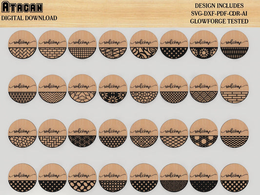 Door Hanger Bundle 32 SVG, Door Hanger Pack SVG, Patterned Door Hanger Svg, Welcome Sign, Vector, Wood Cutting 386