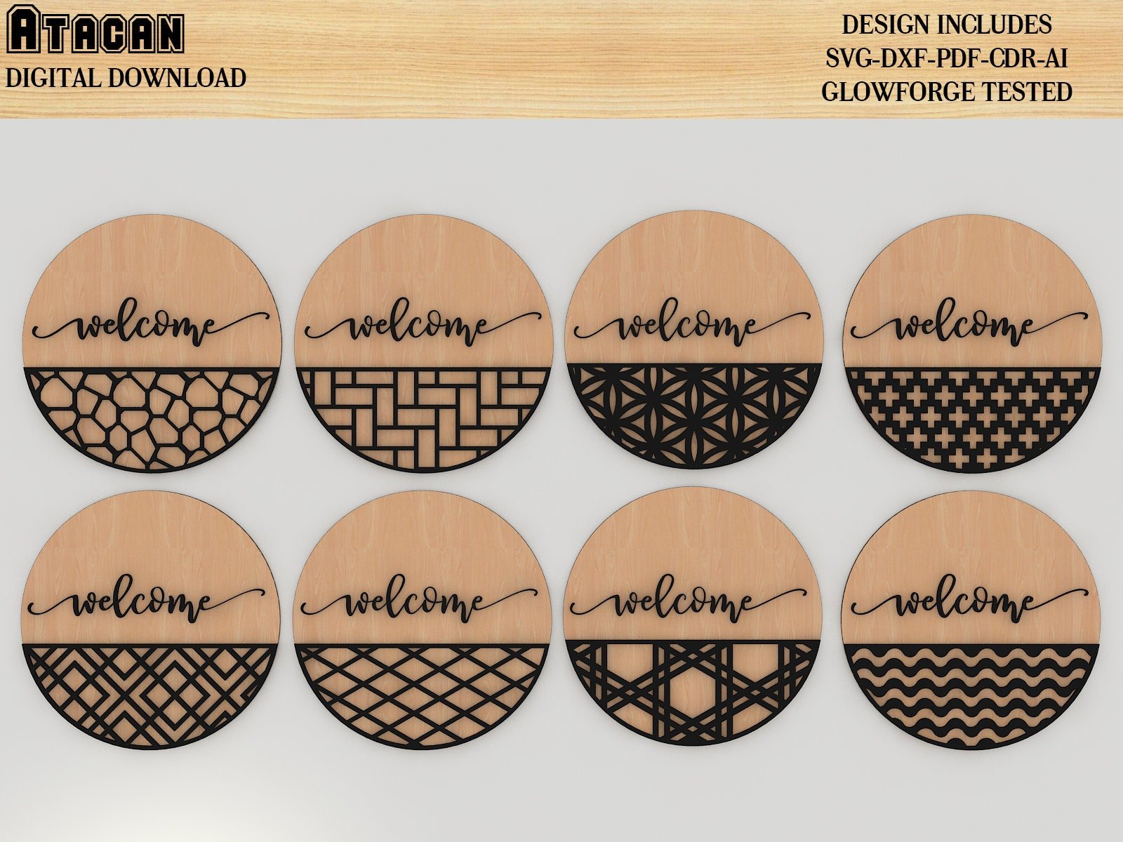 Door Hanger Bundle 32 SVG, Door Hanger Pack SVG, Patterned Door Hanger Svg, Welcome Sign, Vector, Wood Cutting 386
