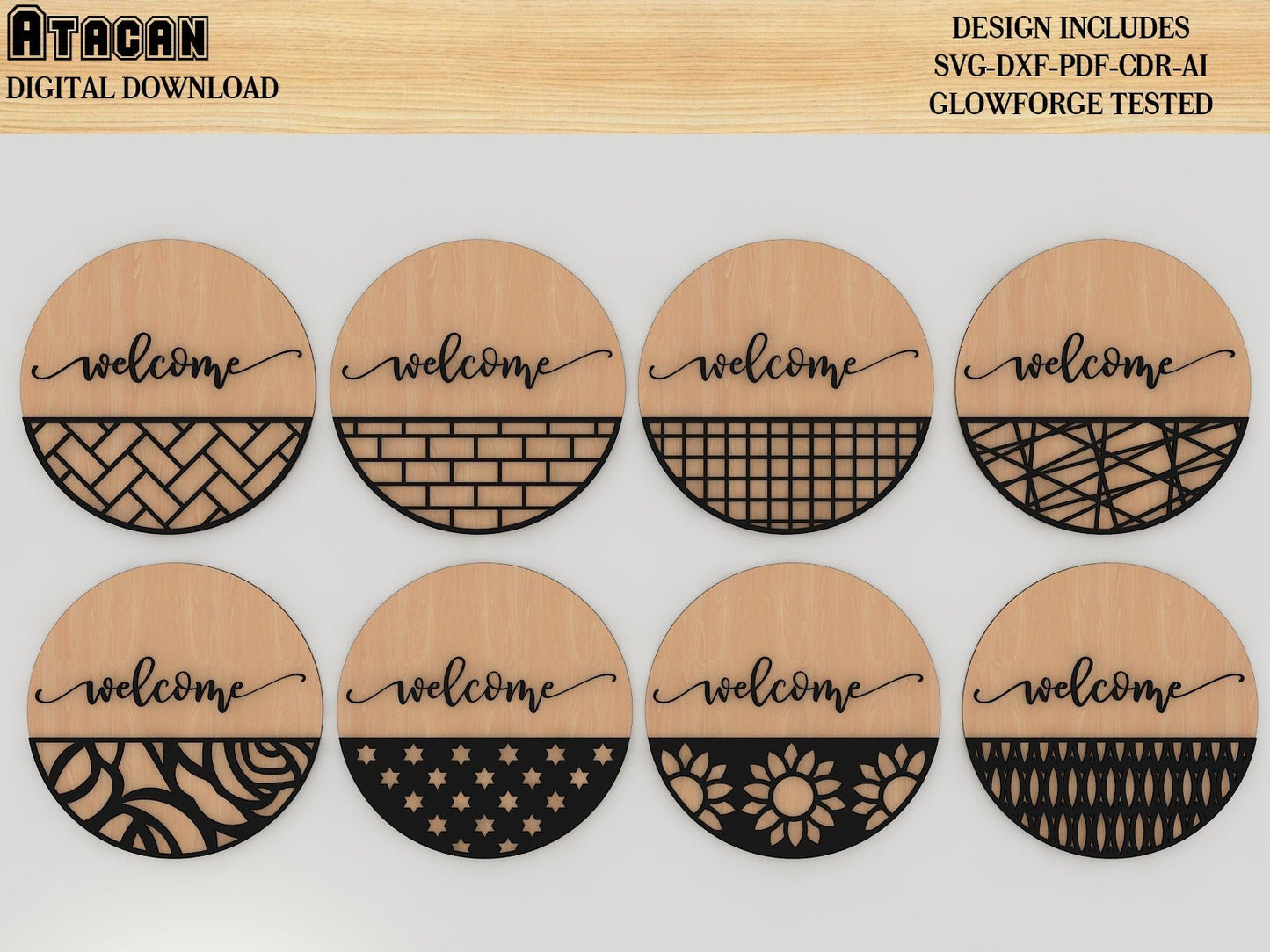 Door Hanger Bundle 32 SVG, Door Hanger Pack SVG, Patterned Door Hanger Svg, Welcome Sign, Vector, Wood Cutting 386