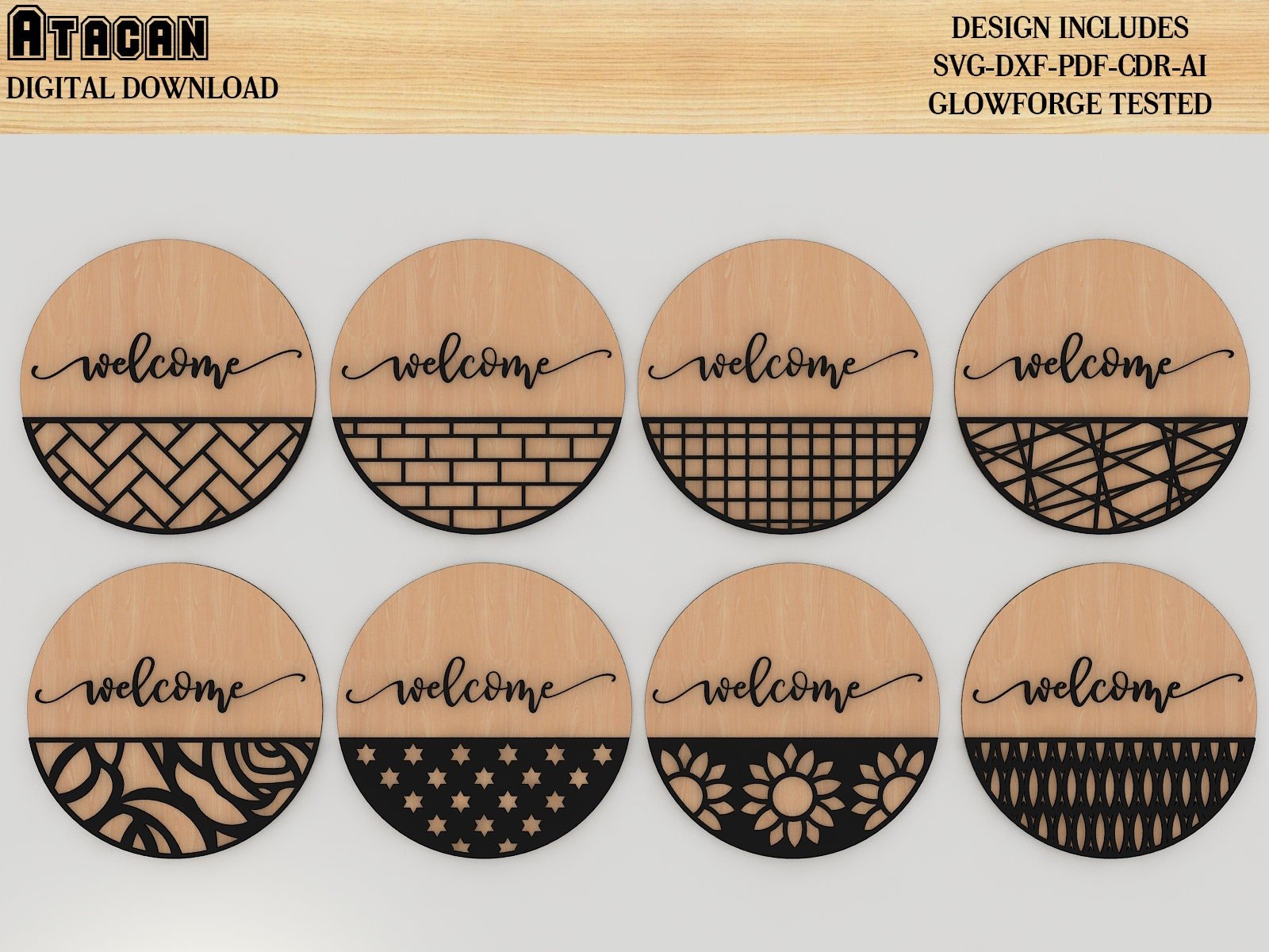 Door Hanger Bundle 32 SVG, Door Hanger Pack SVG, Patterned Door Hanger Svg, Welcome Sign, Vector, Wood Cutting 386