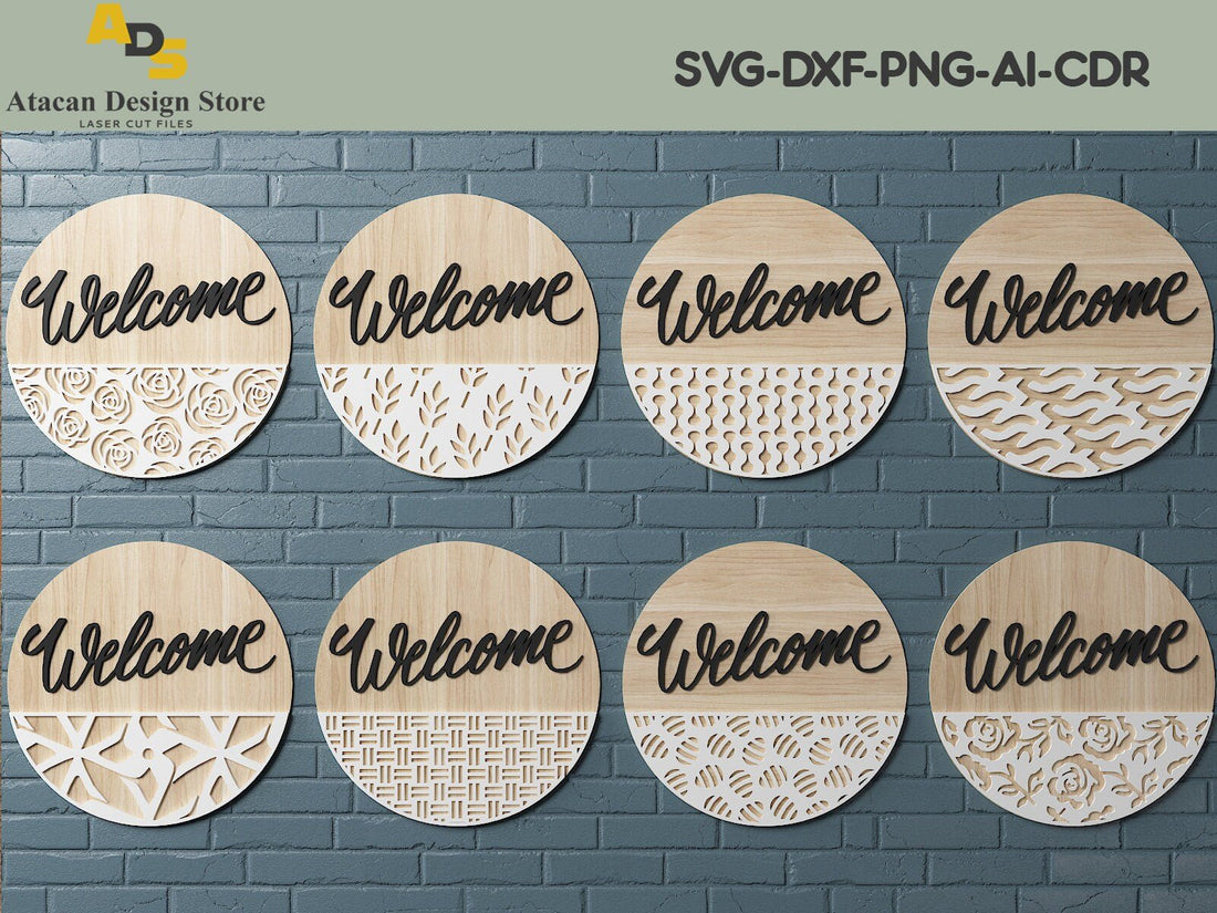 Door Hanger SVG Bundle / Laser cut file for Glowforge Cricut / Round W ...
