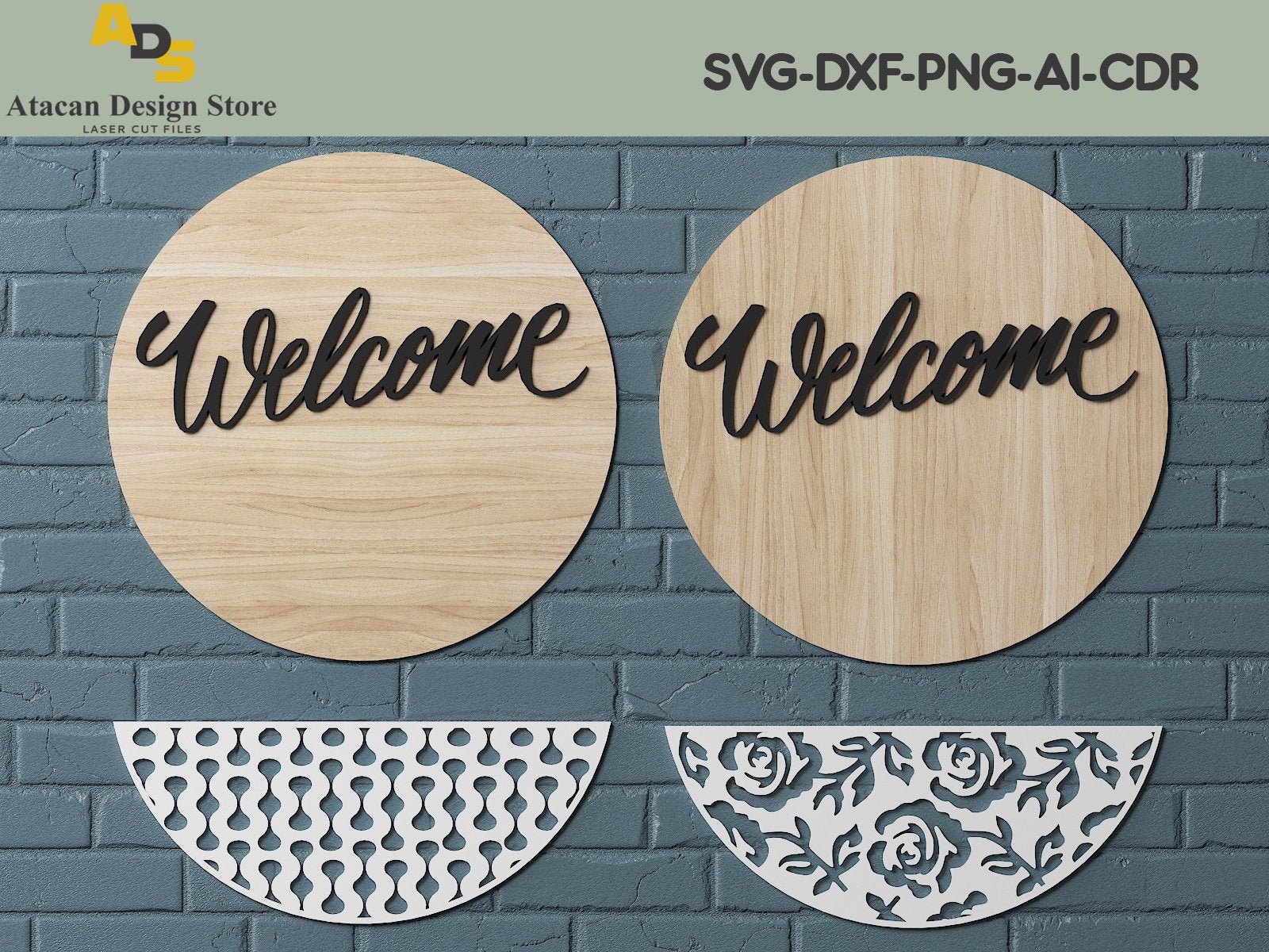 Door Hanger SVG Bundle / Laser cut file for Glowforge Cricut / Round Welcome Sign / Geometric patterns ADS114