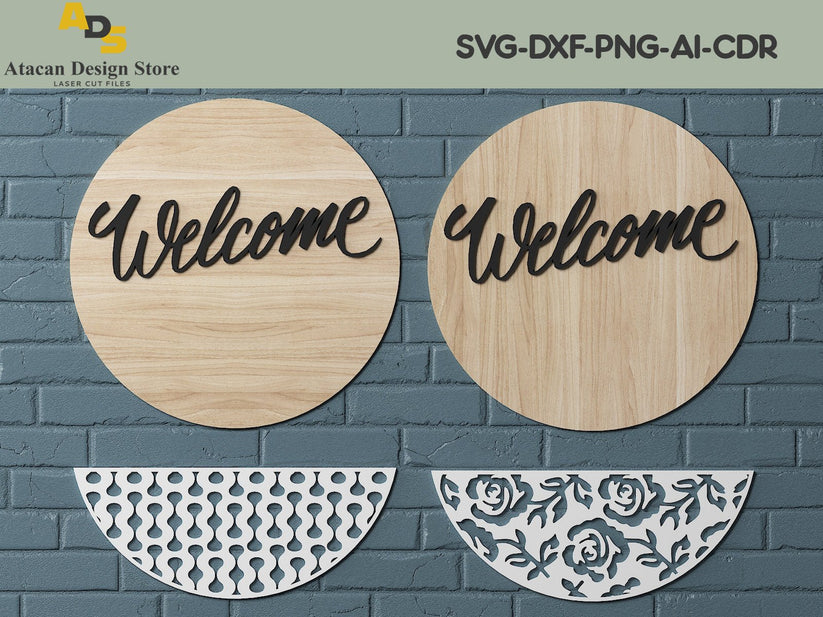 Door Hanger SVG Bundle / Laser cut file for Glowforge Cricut / Round W ...