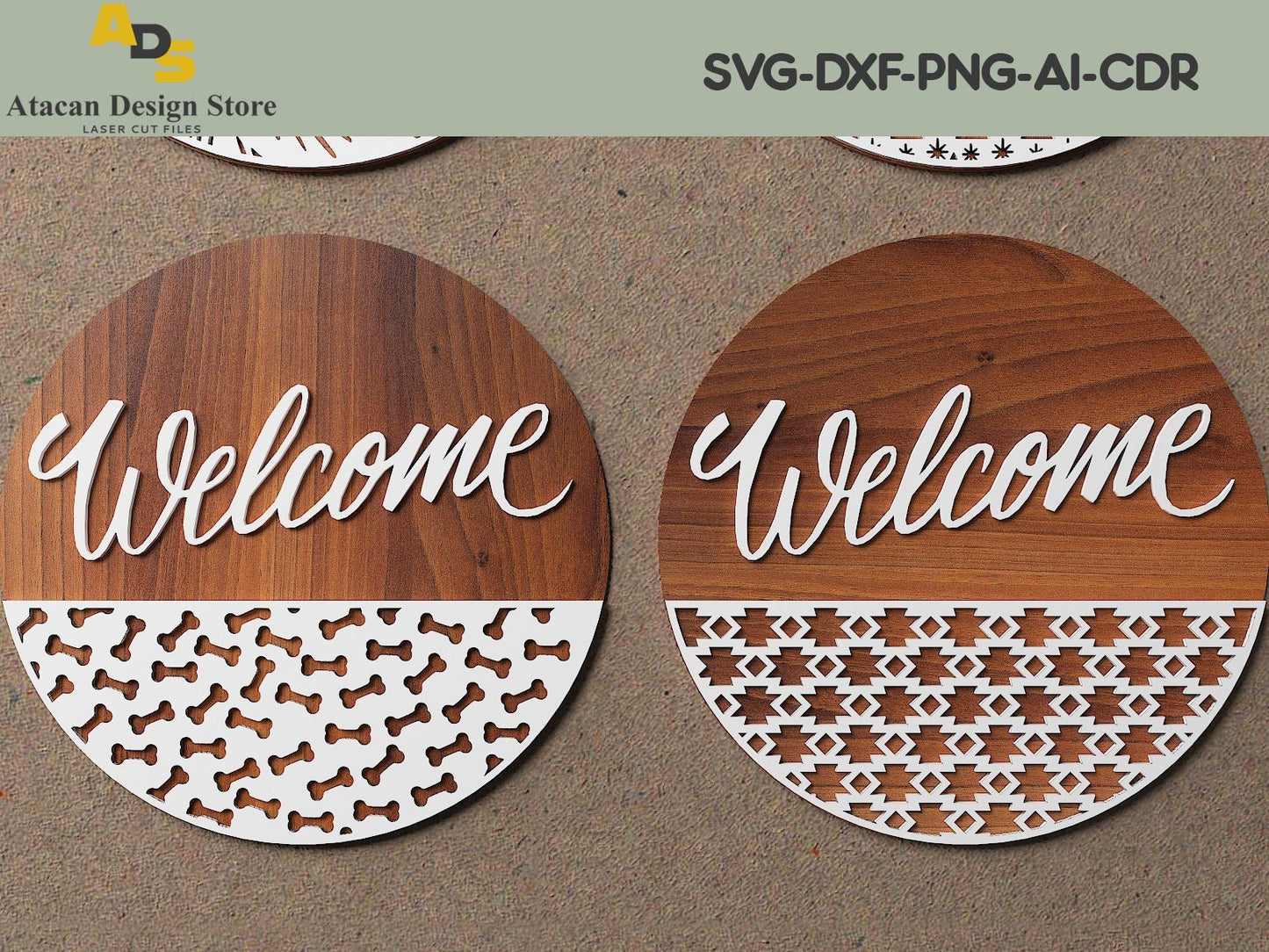 Door hanging signs / Welcome svg sign / Wood Cutting files / Round hangers / instant download ADS117