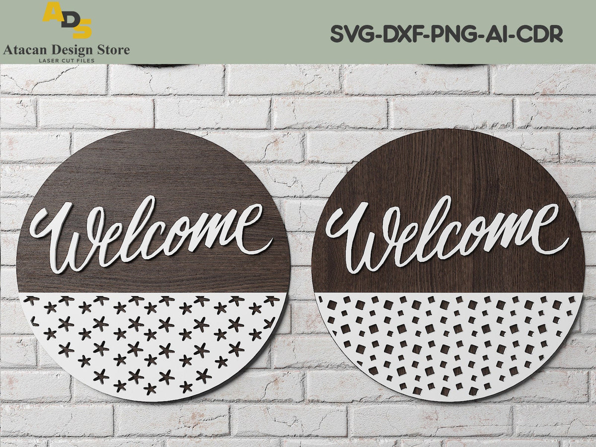 Door Round Patterns Bundle / Welcome svg sign / Wood Cutting files / R ...