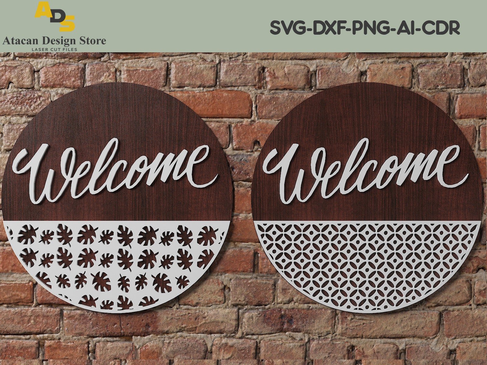 Door sign with patterns / Glowforge laser cut files / Door hanger Templates ADS115
