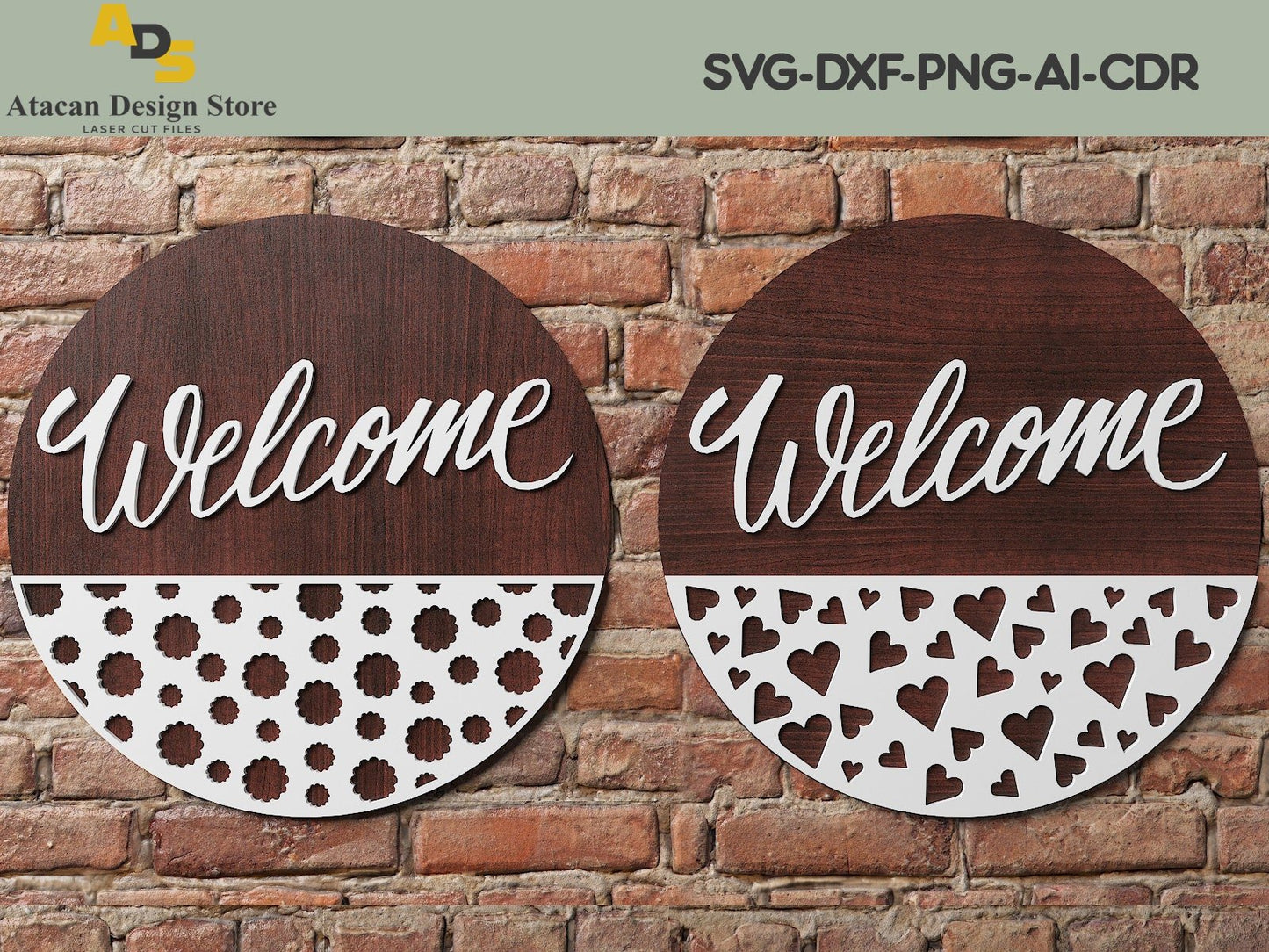 Door sign with patterns / Glowforge laser cut files / Door hanger Templates ADS115