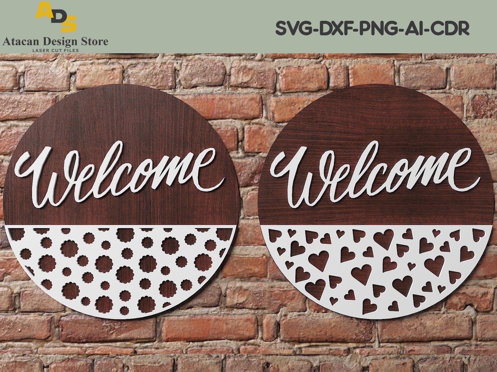 Door sign with patterns / Glowforge laser cut files / Door hanger Templates ADS115