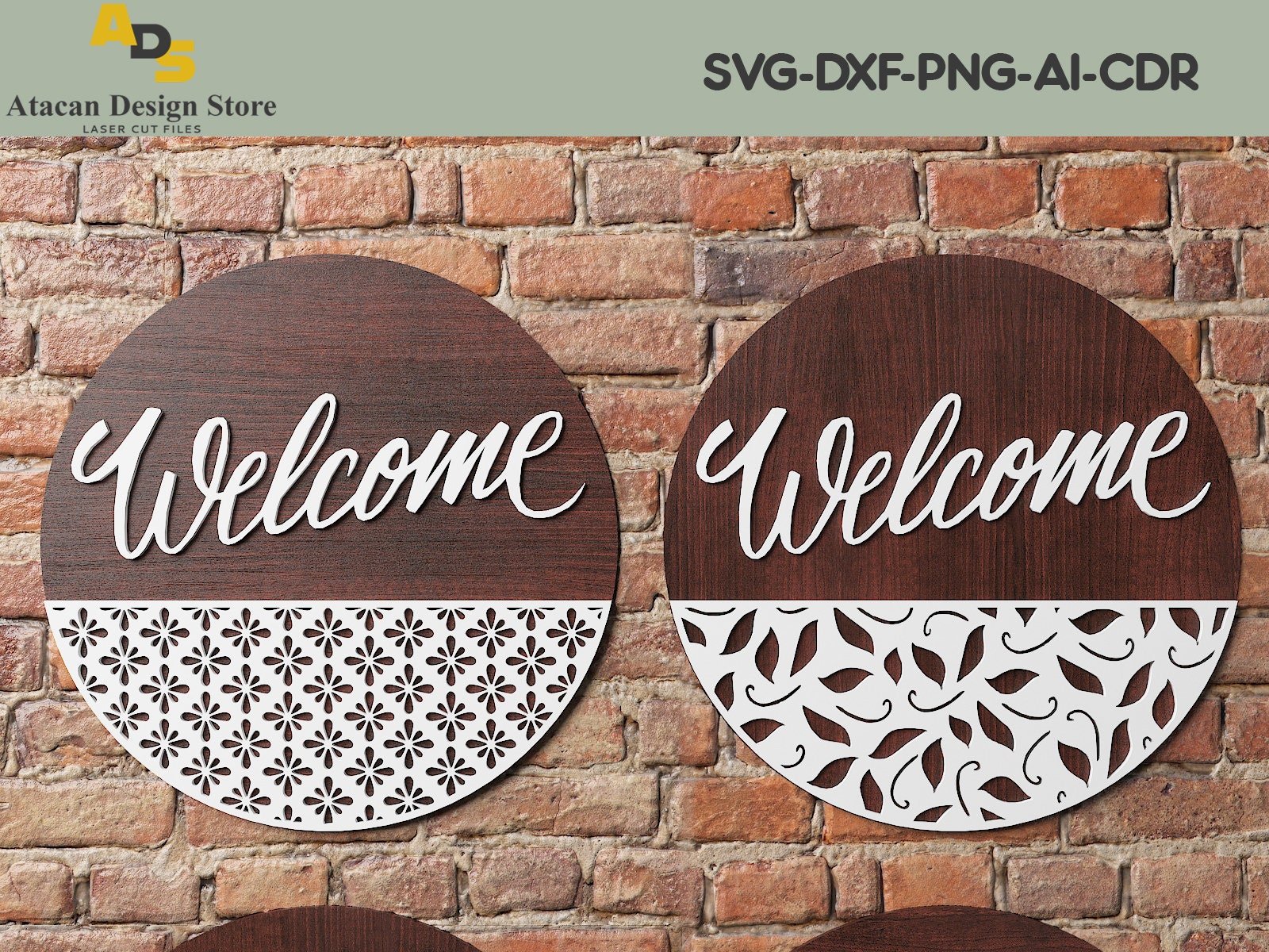Door sign with patterns / Glowforge laser cut files / Door hanger Templates ADS115
