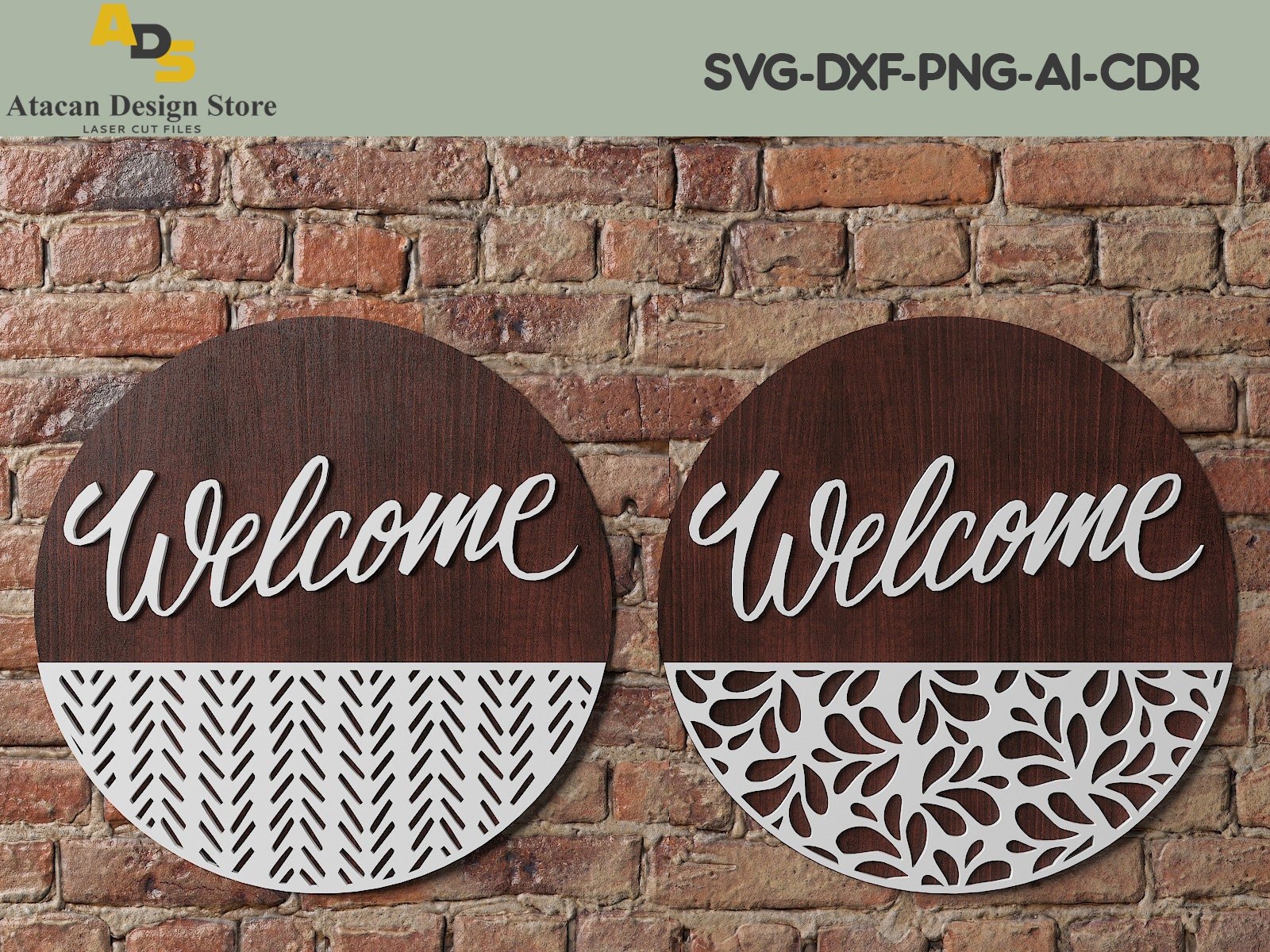 Door sign with patterns / Glowforge laser cut files / Door hanger Templates ADS115
