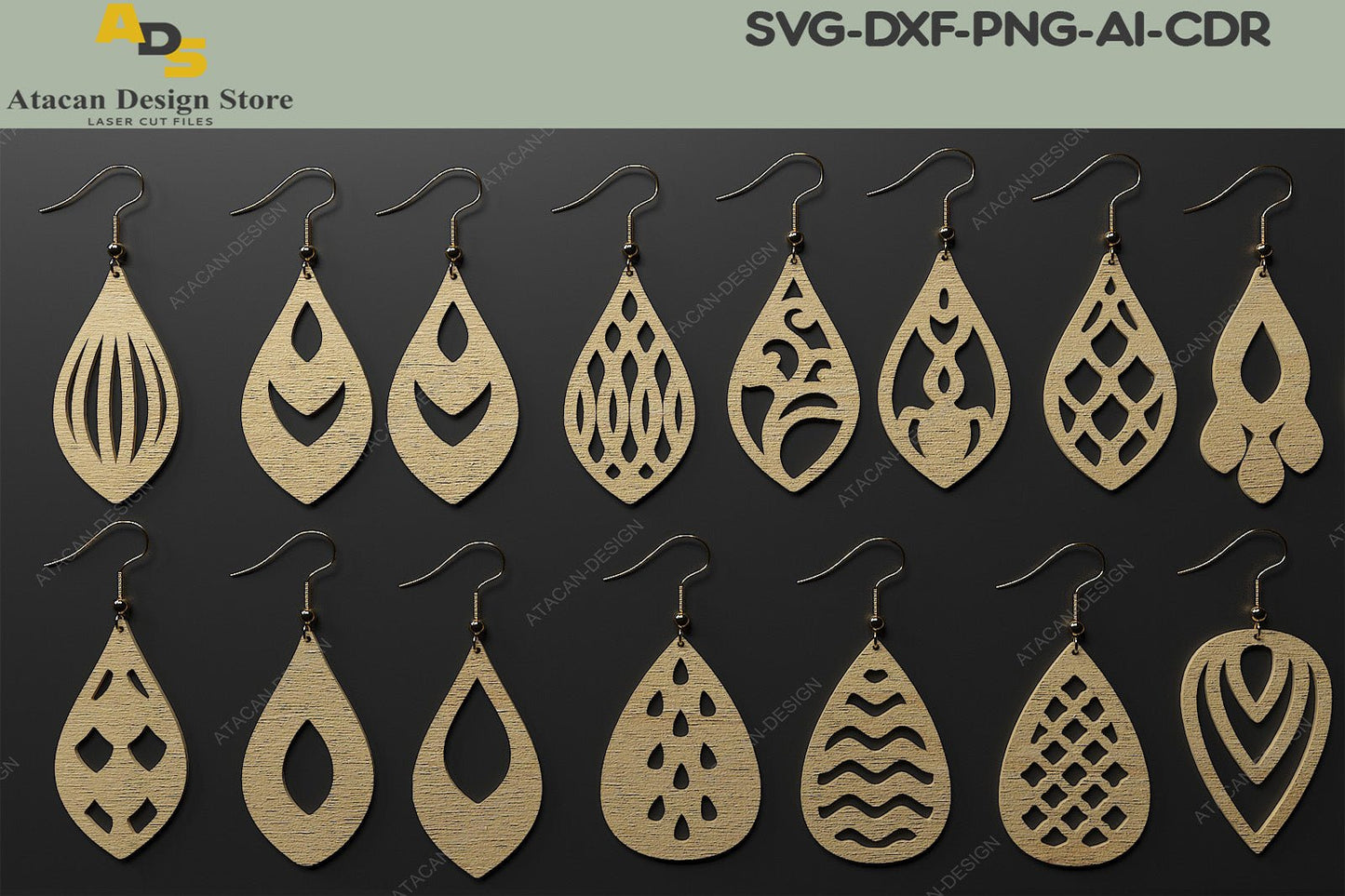 Earrings Laser cut Templates / Earring Cut Files / Leather Earring Png Files Cricut Silhouette SVG DXF Ai CDR 312