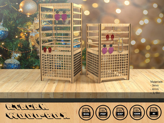 Earrings Necklace Jewelry Extendable Display Stands / Wood Ornament Holder Displays / Keychains Stand Laser Cut Files SVG DXF Ai CDR 396