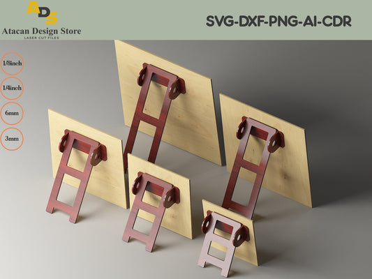Easel Stand Backs - Photo Frame Stand Backs - Wood Easel Display Stand - 3mm- 6mm - 1/4in and 1/8in - Laser Cut File Glowforge ADS263