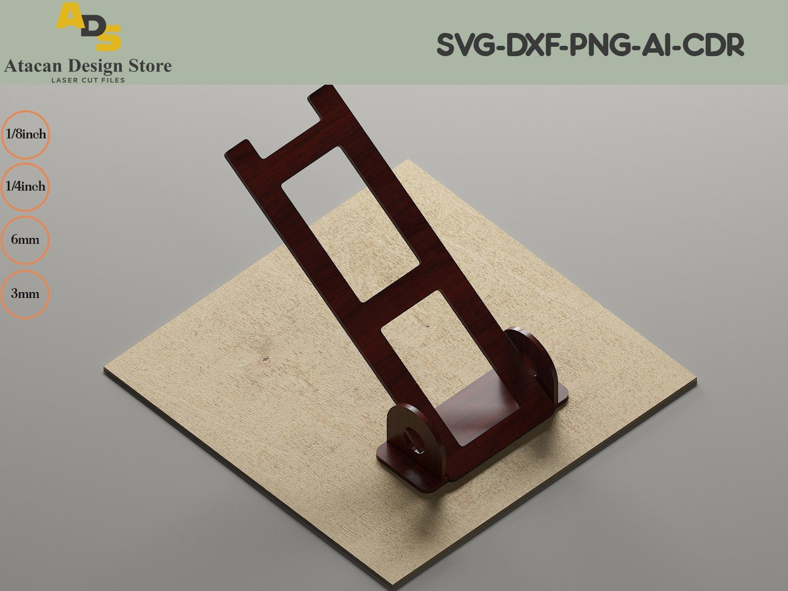 Easel Stand Backs - Photo Frame Stand Backs - Wood Easel Display Stand - 3mm- 6mm - 1/4in and 1/8in - Laser Cut File Glowforge ADS263