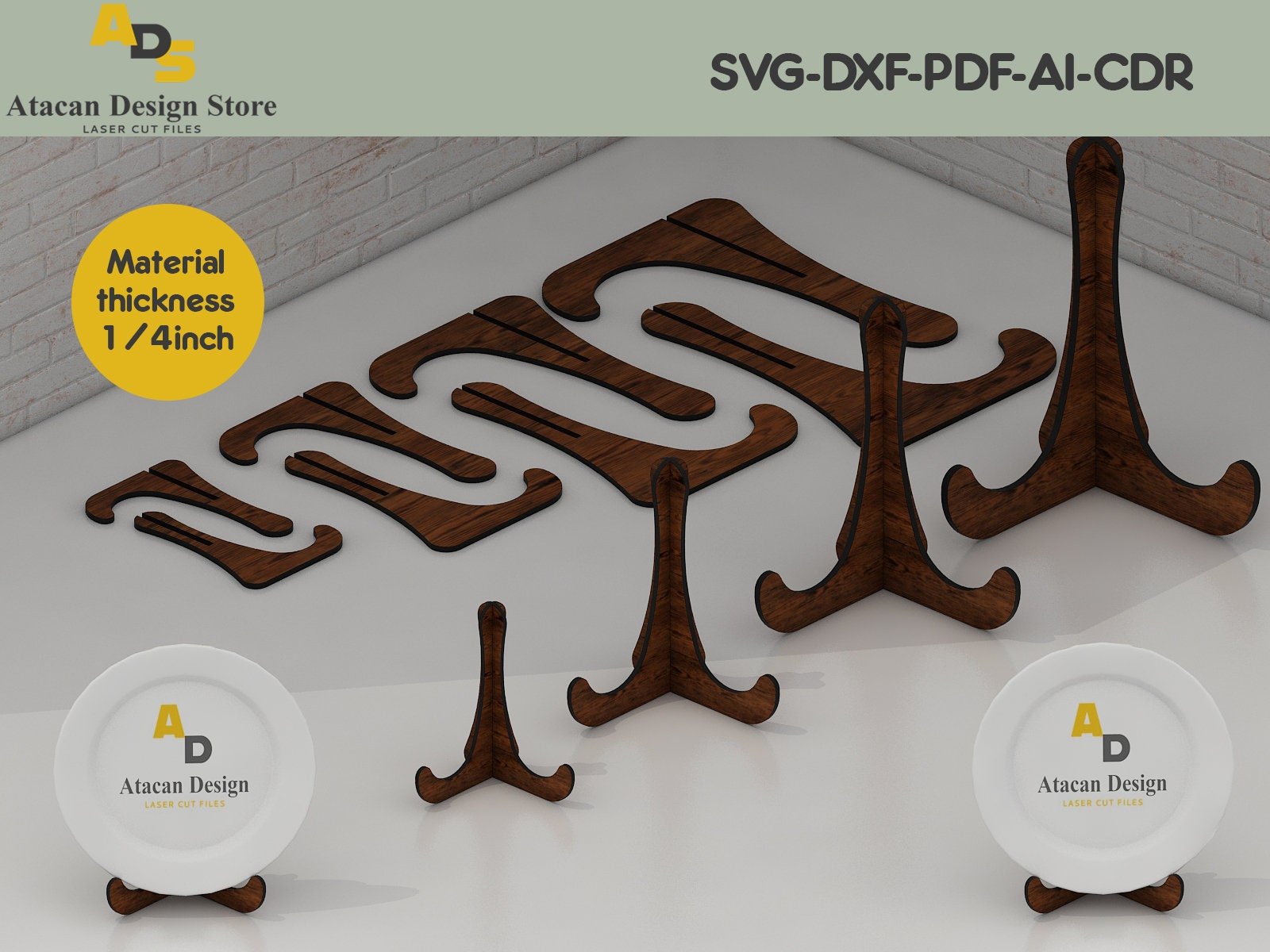 Easels for Display / Photo Stand / Laser Files / Instant Download / Glowforge svg files ADS037