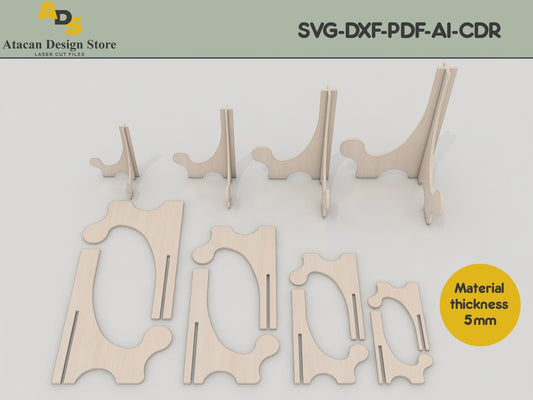 Easels Plate Stand Holder Display Stands / Glowforge laser cut svg files / Laser Ready file ADS005