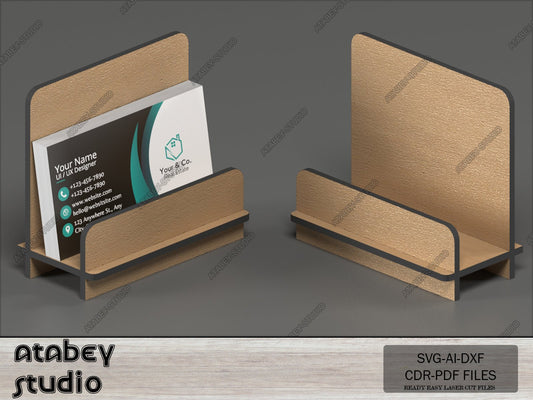 Easy assembly Business card holder - Simple Card Organizer display Stand - Laser Cutting DIY Plans Svg Dxf Ai Cdr 564