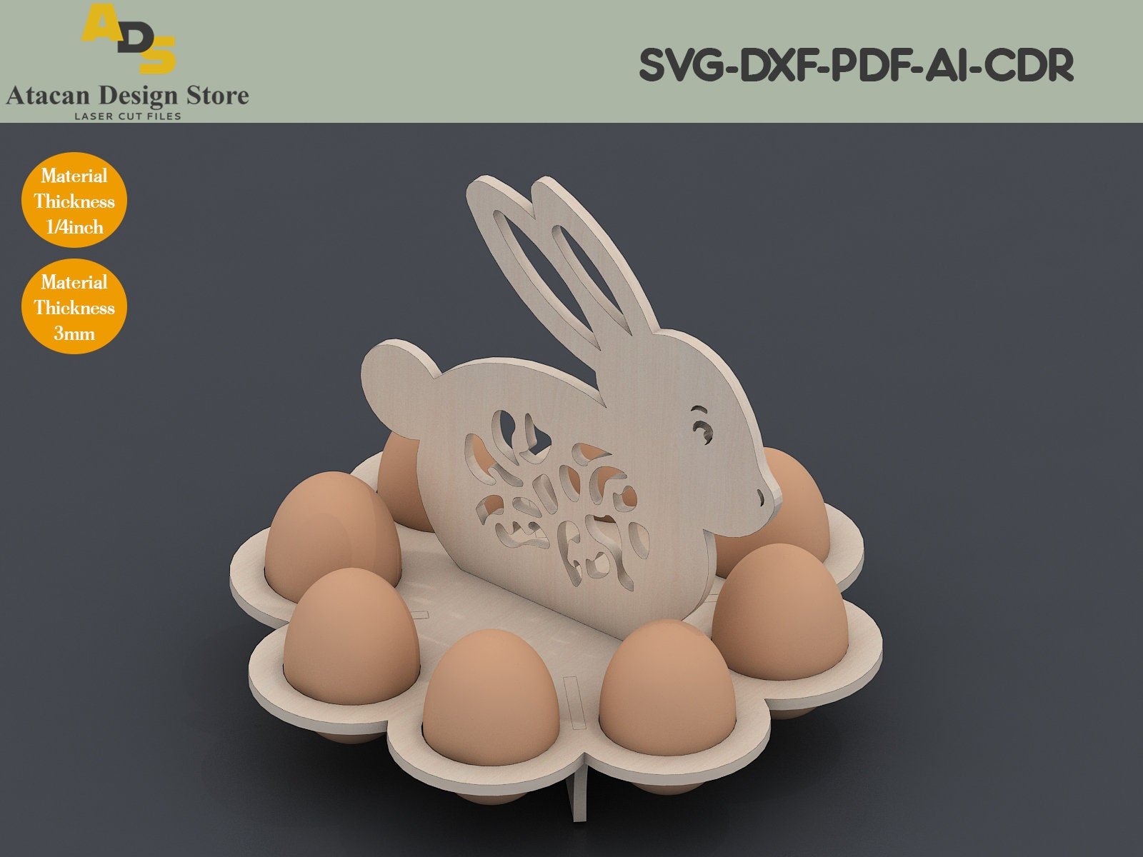 Egg Stand laser cut file / Egg Holder Laser Model / Easter Basket vector cut files / Glowforge cutting files ADS158