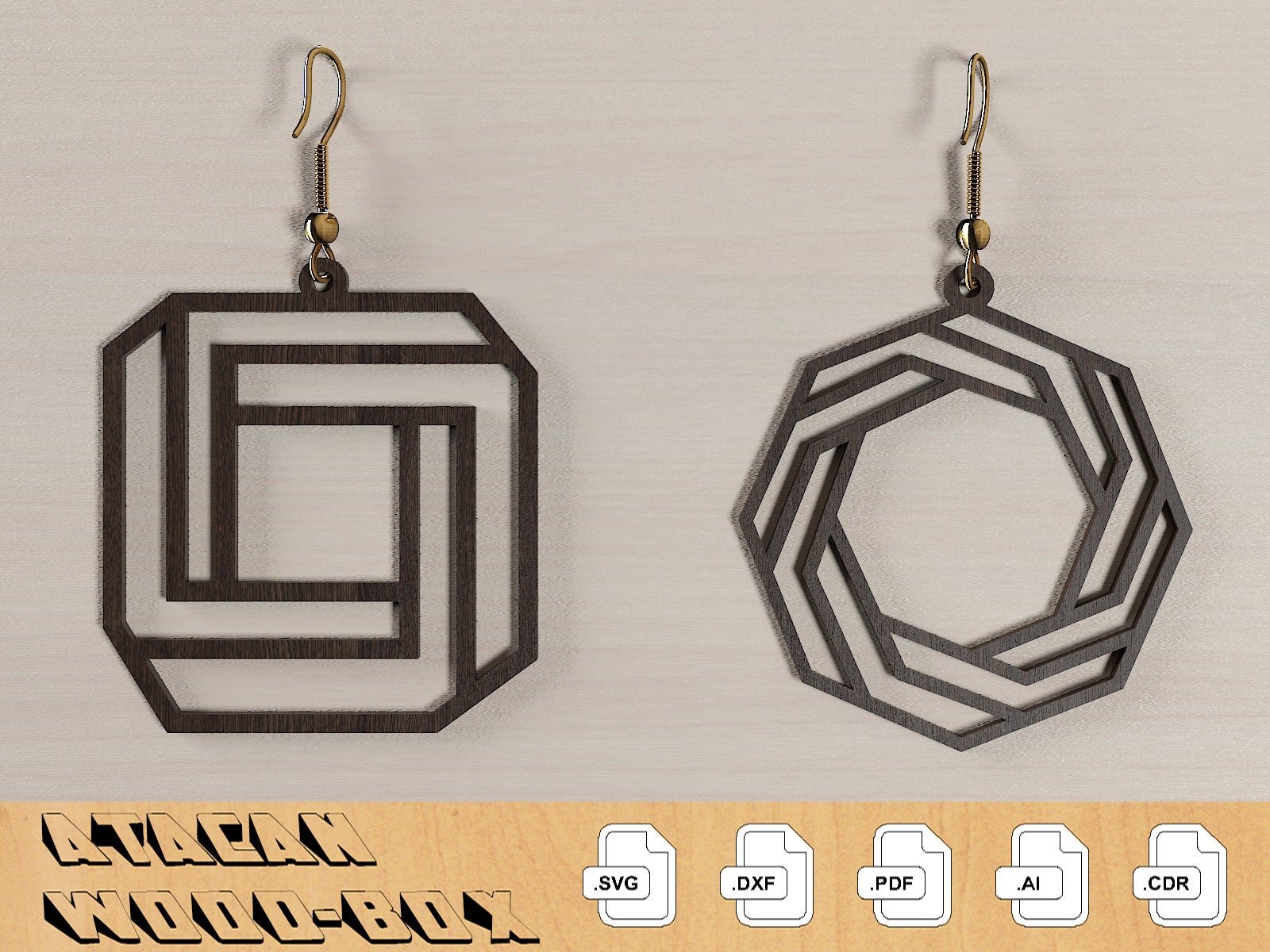 Elegant Geometric Earrings decorative Craft Jewelry Pendants Set laser cut SVG, DXF CDR Ai 316