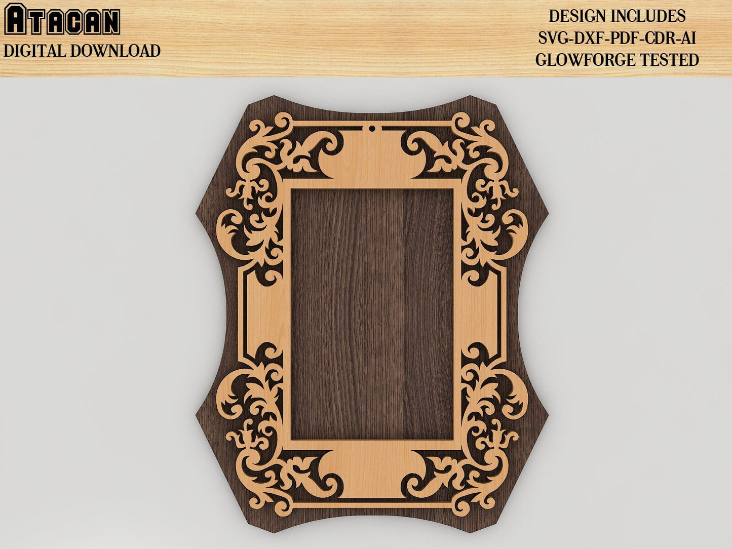 Elegant Mirror Laser Cut Frame Set, Laser Cut SVG files, Glowforge Frame Pattern Template 327