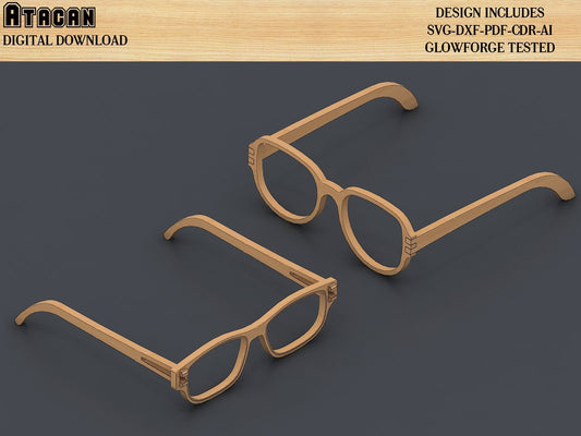 Eyeglass Laser cut files / Wooden MDF Glasses craft shape laser cut / Glowforge SVG file 324