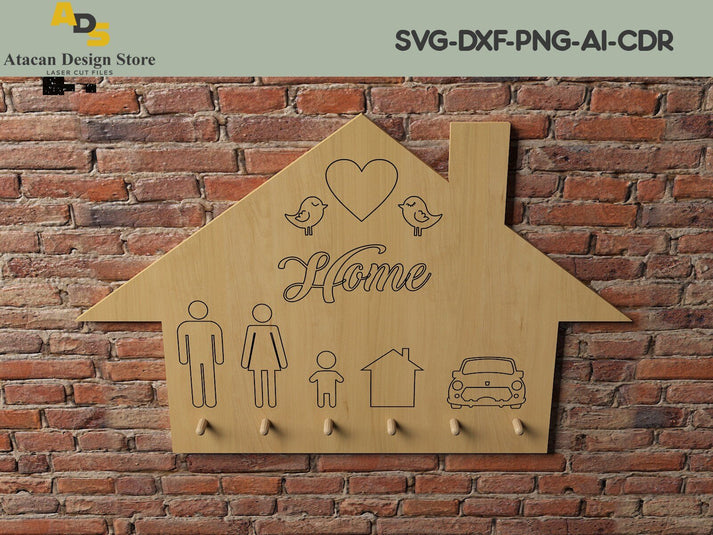 Family Home Key Hanger / Key Holder / Laser cut files Dxf, Ai, Cdr SVG ...
