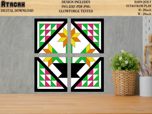 Farmhouse Quilt SVG laser cut file for Glowforge projects inspired wall art Chevron Southwest Arrow designs Home decor 20x20 inch quilt 009