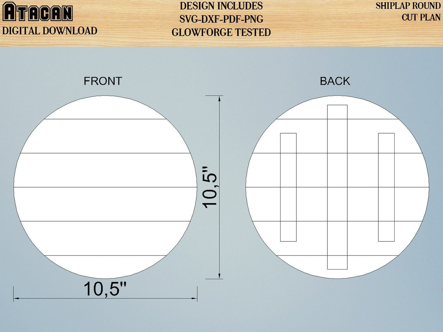 Faux shiplap Round svg pattern 18 inch and 10 inch Glowforge Cut Files Instant Download 015