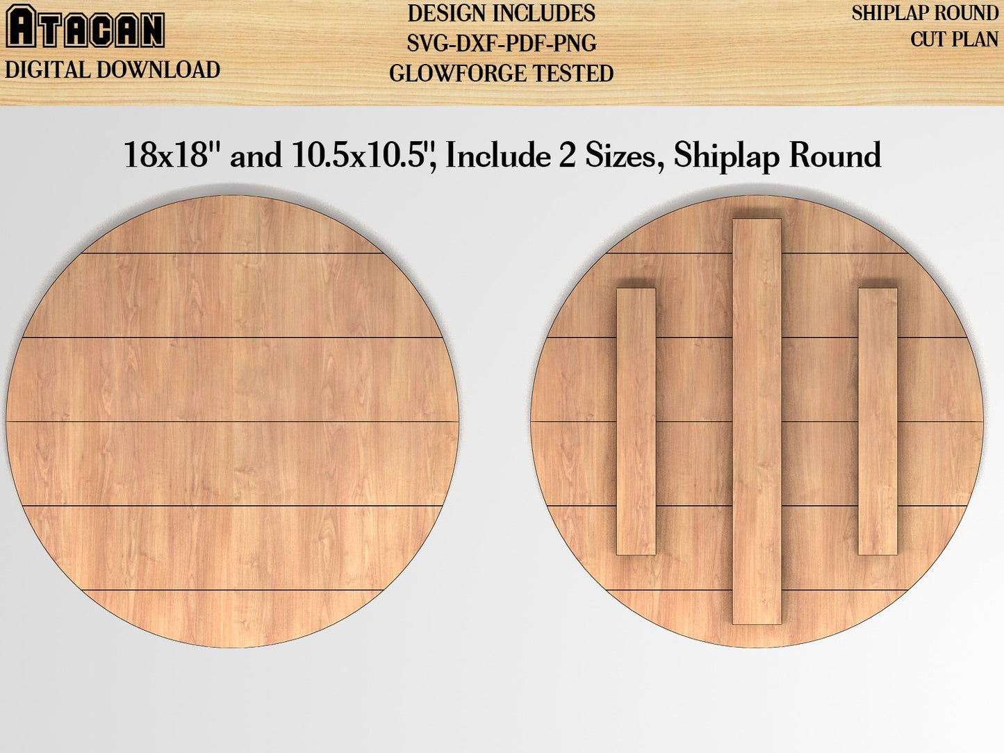 Faux shiplap Round svg pattern 18 inch and 10 inch Glowforge Cut Files Instant Download 015