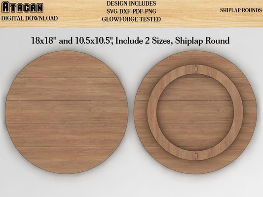 Faux shiplap Round svg pattern 18 inch and 10 inch Glowforge Cut Files Instant Download 017