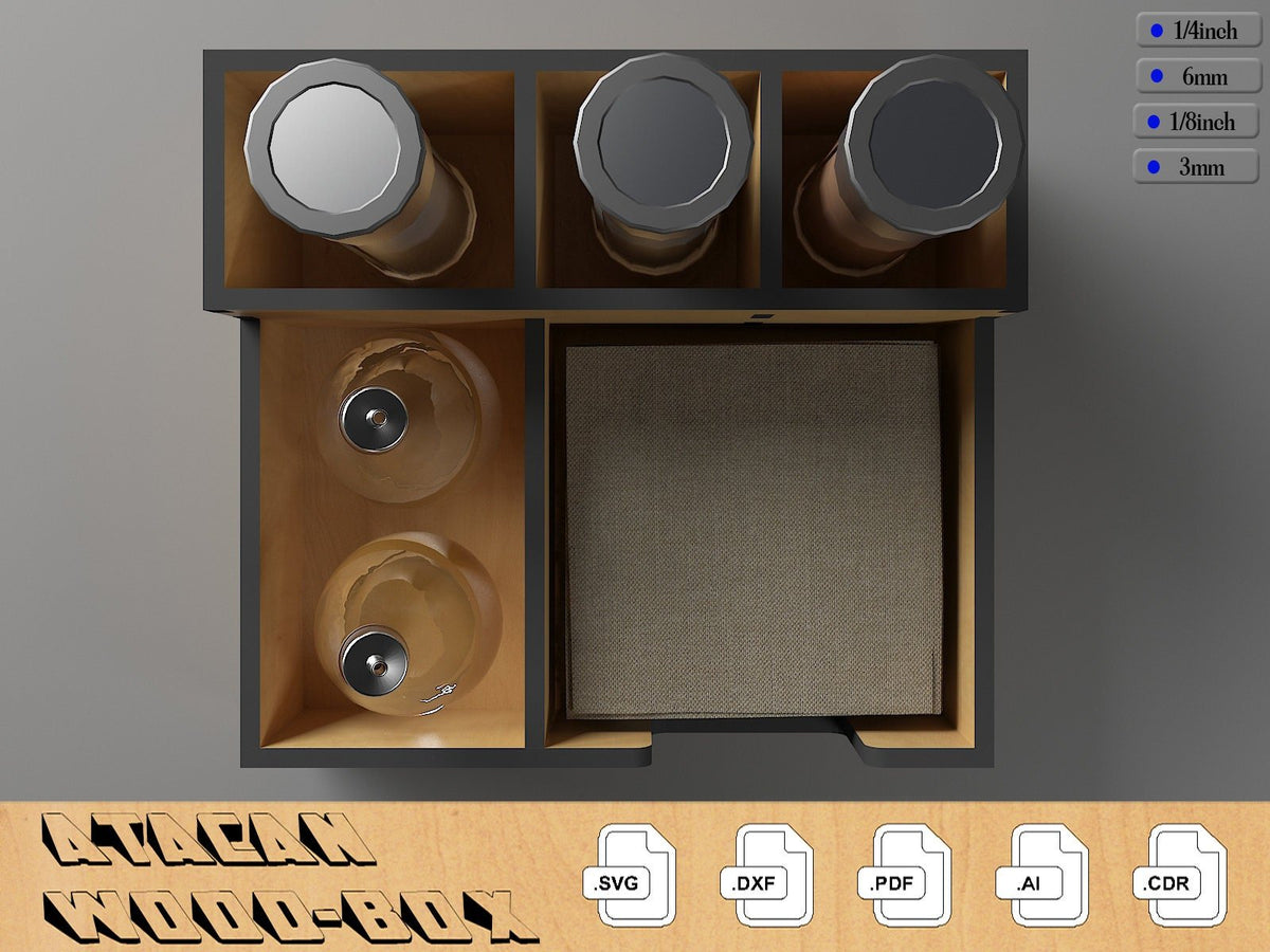 Salt Box Dxf Fork and Napkin Holder / Salt and Pepper Shaker / Laser Cut Box Files ...
