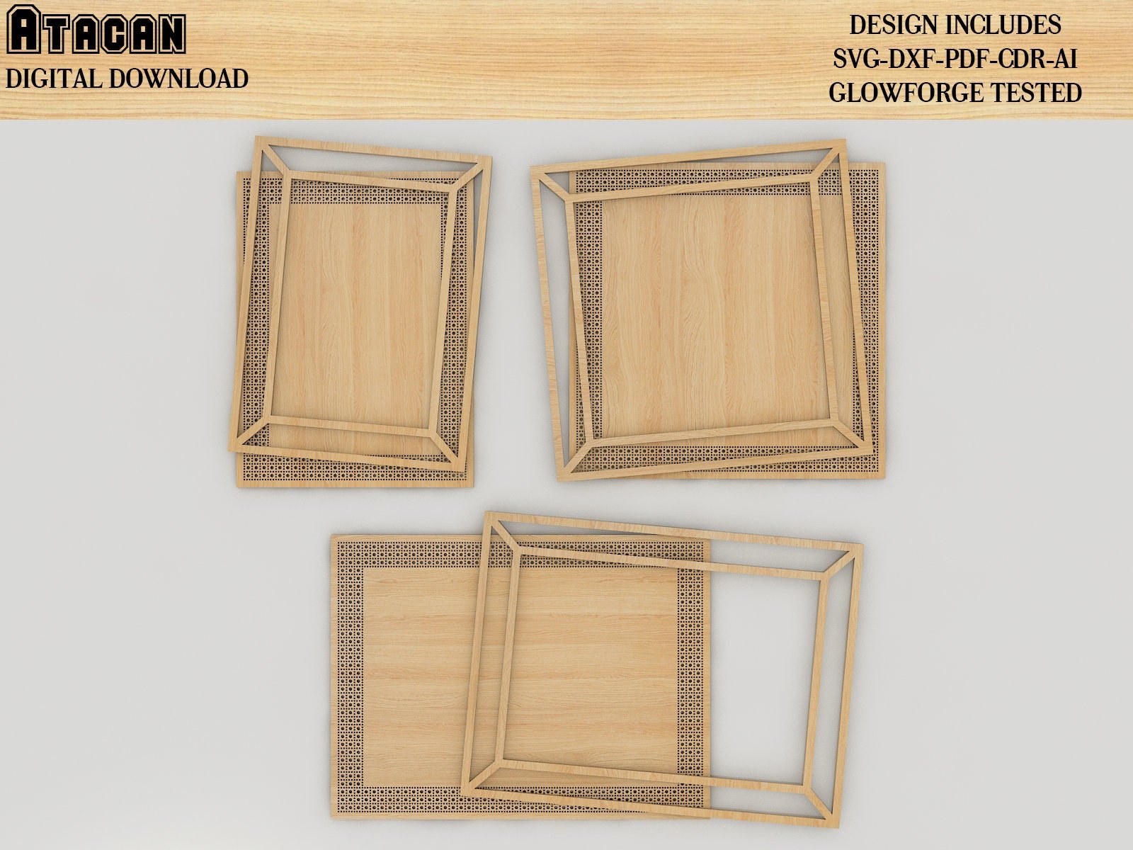 Frame Cut Files / Laser Cut File / Rattan Pattern SVG / Wicker Pattern SVG 414