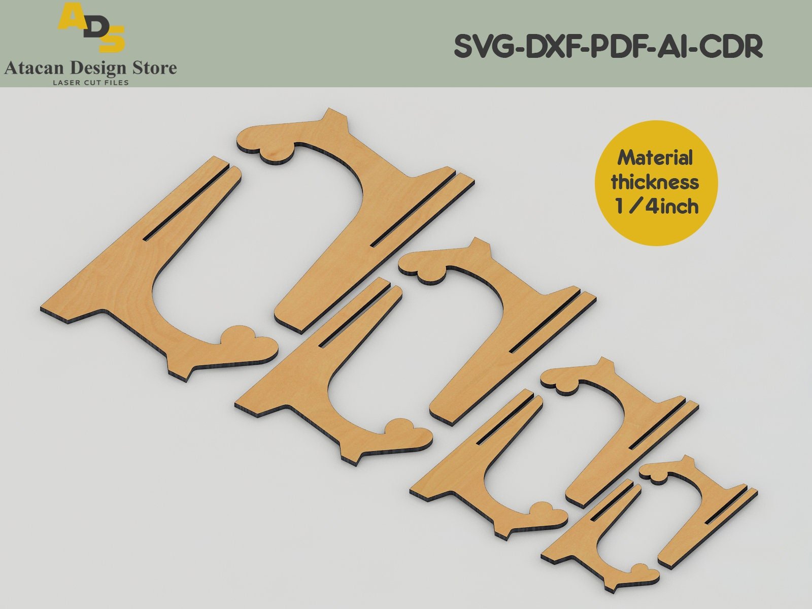 Frame Holder Laser cut Files / Pic Stand Holder / Display Stand / Dish Rack Easel for Home DEcor ADS025