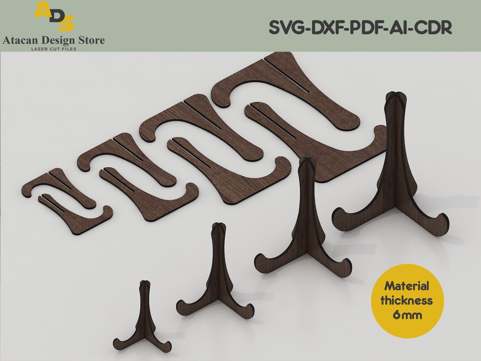 Frame stand template /Vector files for Laser Cnc / Glowforge Download ADS042