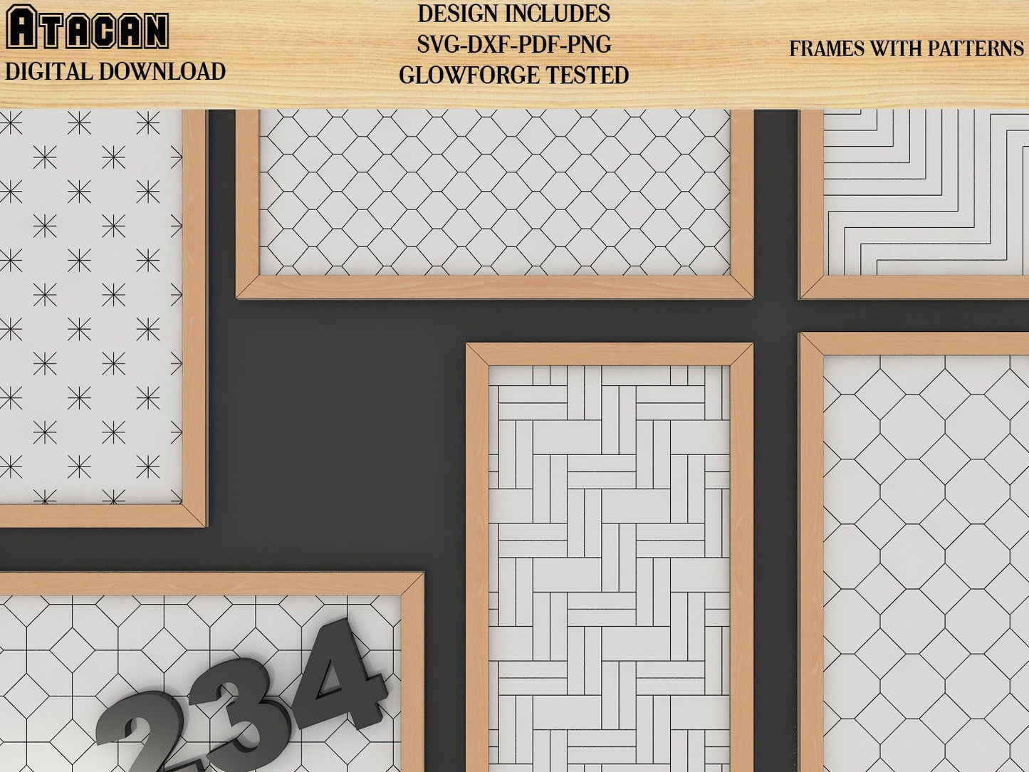 Frames Laser Set / Patterned Frames / Round Square Frame Shiplap Template / Laser Ready 423