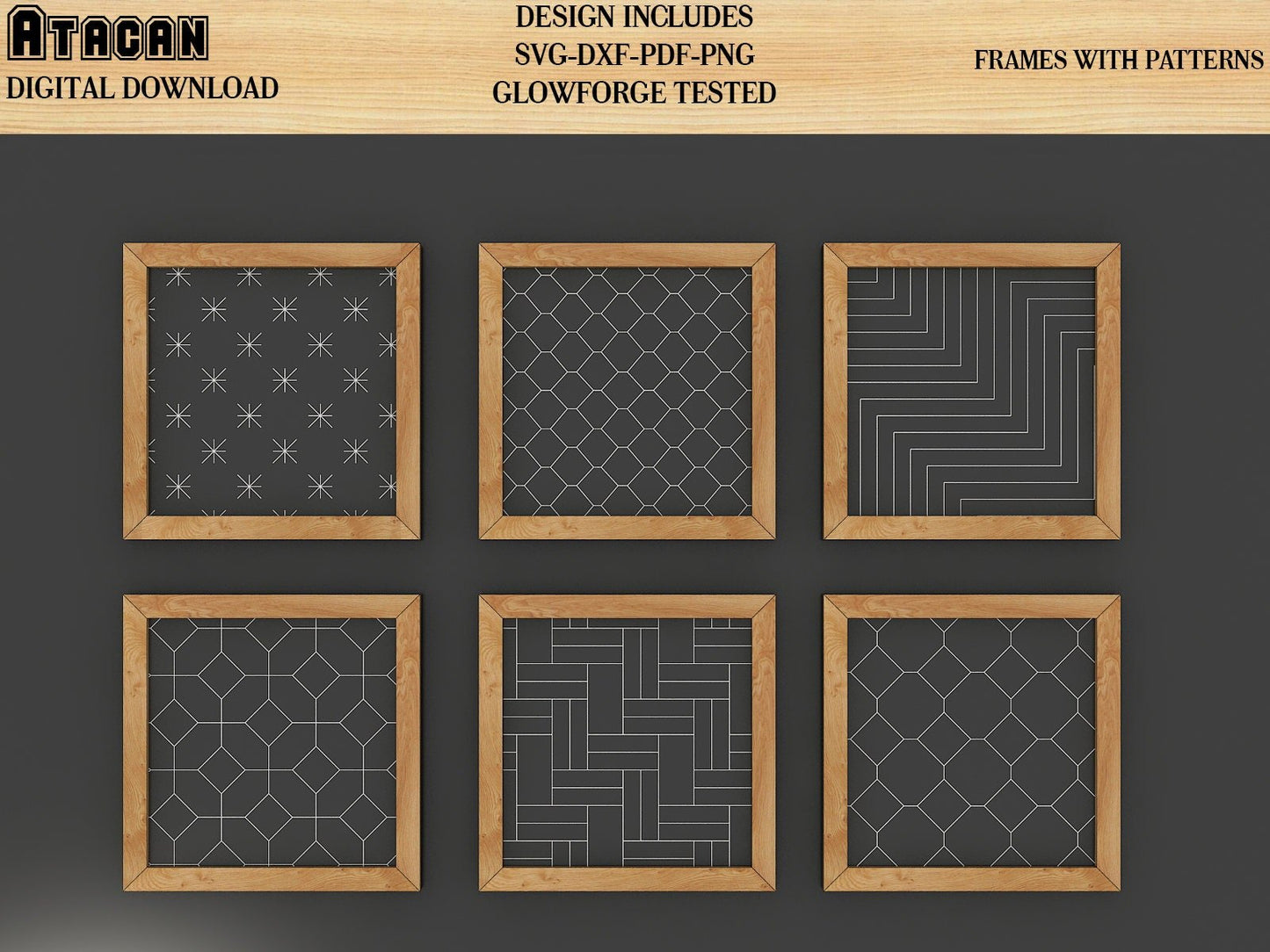 Frames Laser Set / Patterned Frames / Round Square Frame Shiplap Template / Laser Ready 423