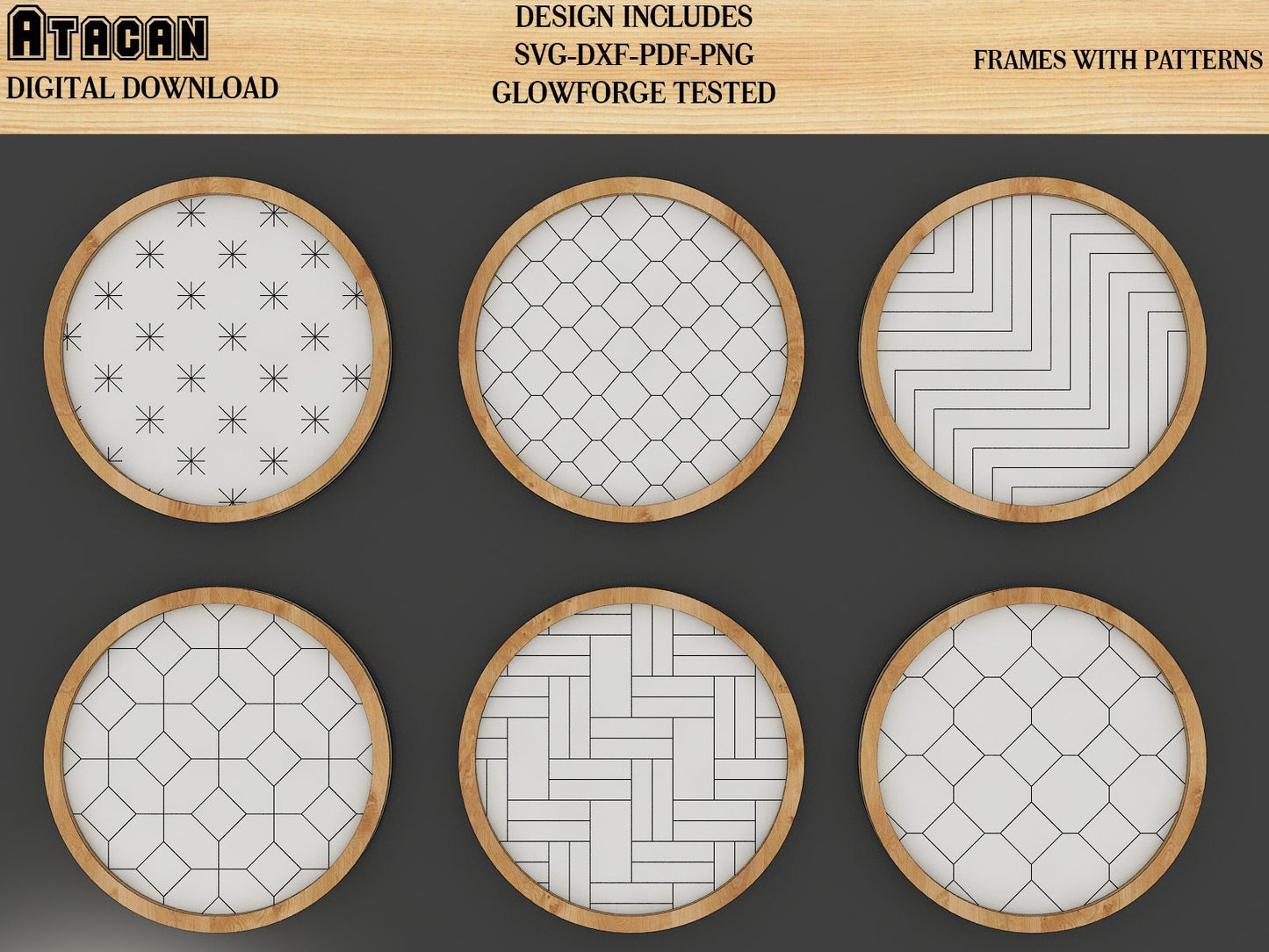 Frames Laser Set / Patterned Frames / Round Square Frame Shiplap Template / Laser Ready 423