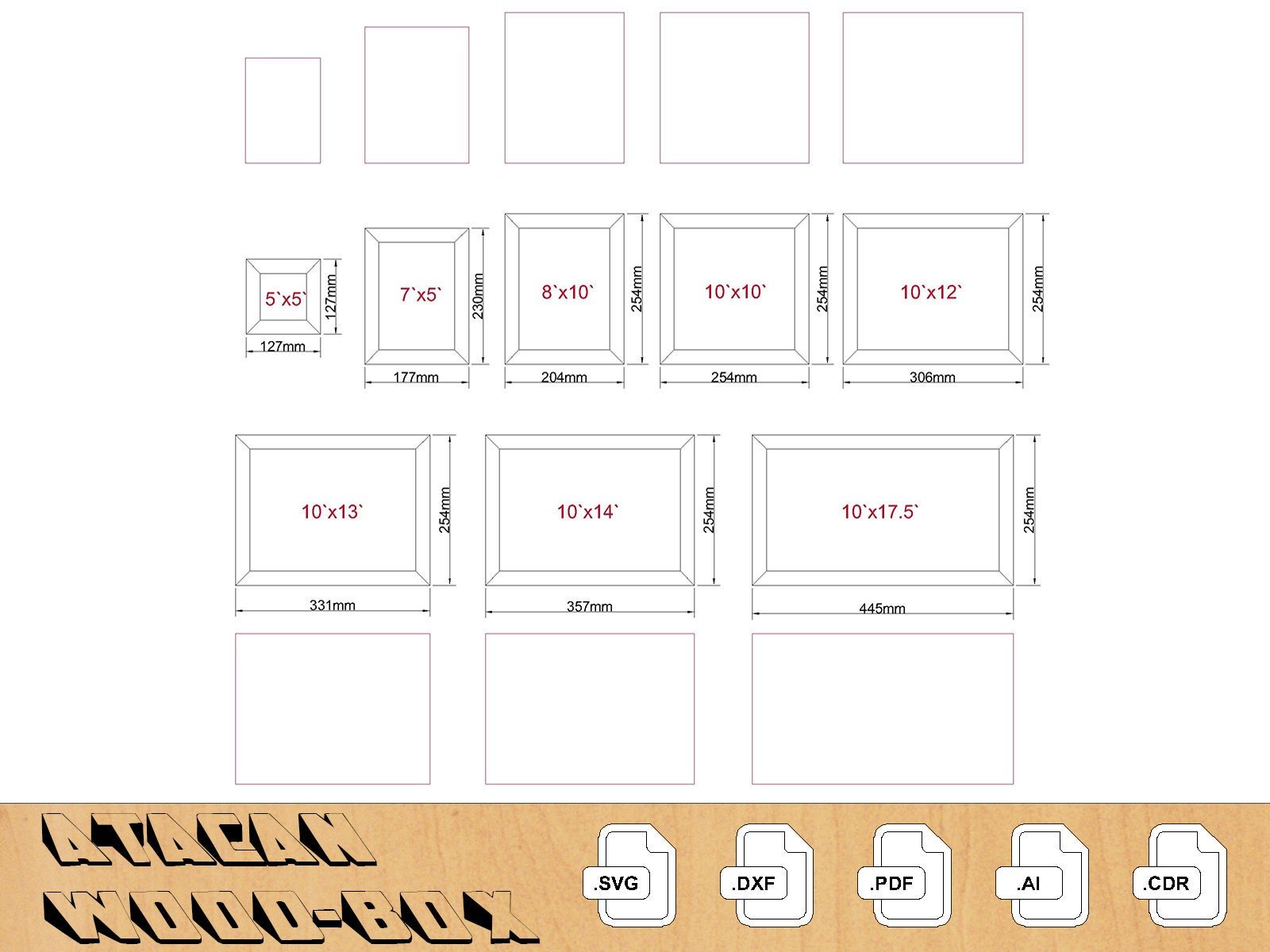 Frames Laser SVG cut files - Photo frame bundle - Glowforge Digital Download 039