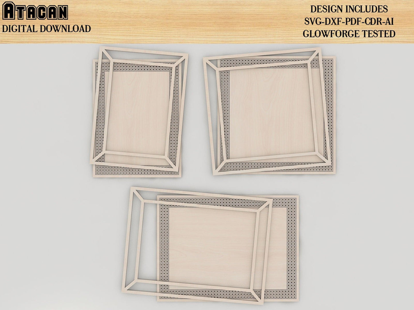 Frames Pattern Files - Frames Laser Cut file - Rattan Glowforge file - Cane webbing 416