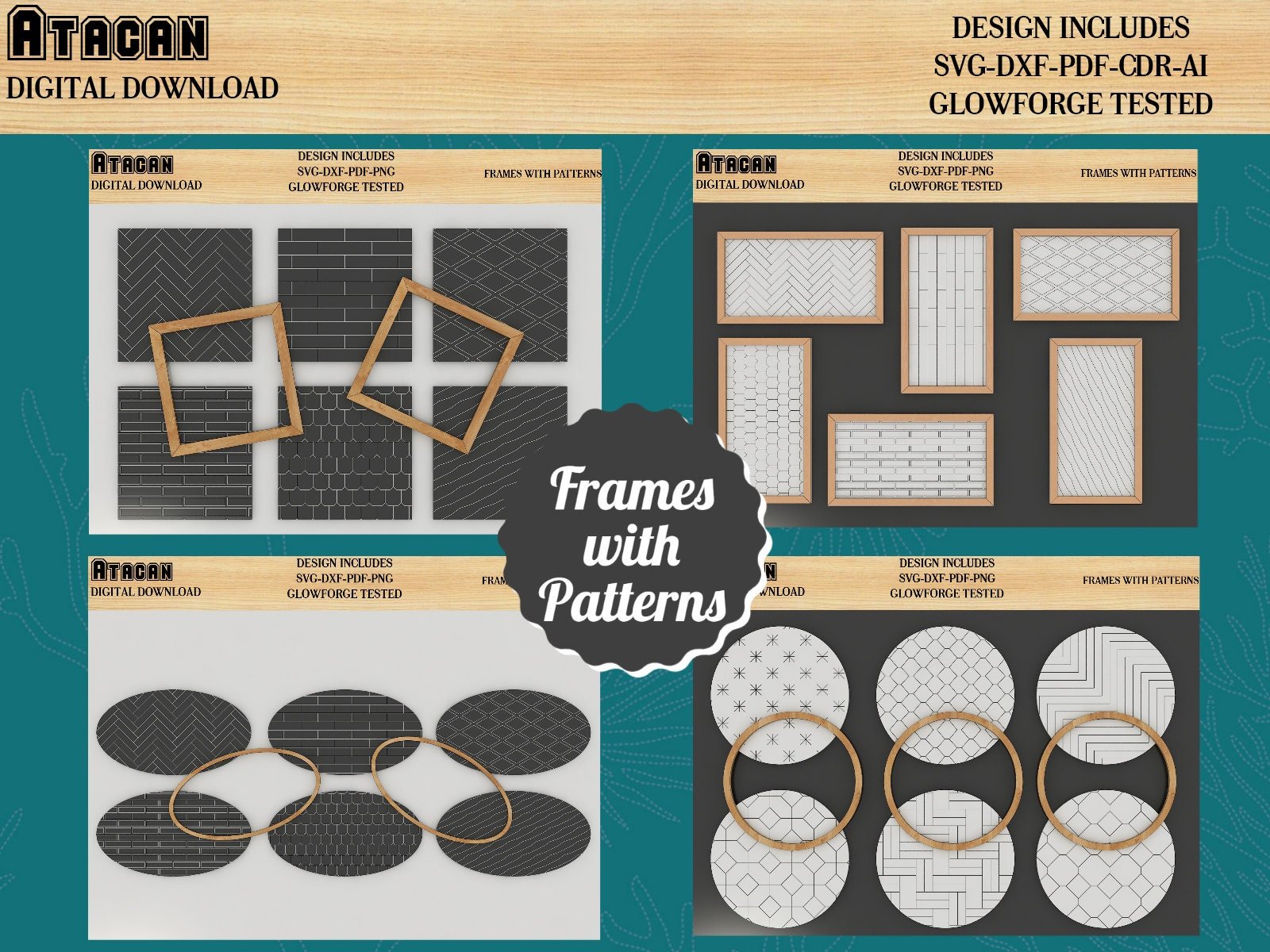 Frames SVG Bundle / Glowforge Faux Shiplap SVG / Patterned Sign Backer ...